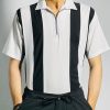 Zipper Polo Shirt – White with Bold Black Contrast