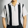 Zipper Polo Shirt – White with Bold Black Contrast