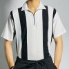 Zipper Polo Shirt – White with Bold Black Contrast
