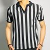 V-Neck Polo Shirt – White & Black Stripes
