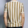 V-Neck Polo Shirt – White & Golden Stripes