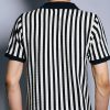 Black Collar Shirt with White Stripes