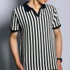 Black Collar Shirt with White Stripes