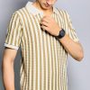 Light Brown Collar Shirt with White Stripes